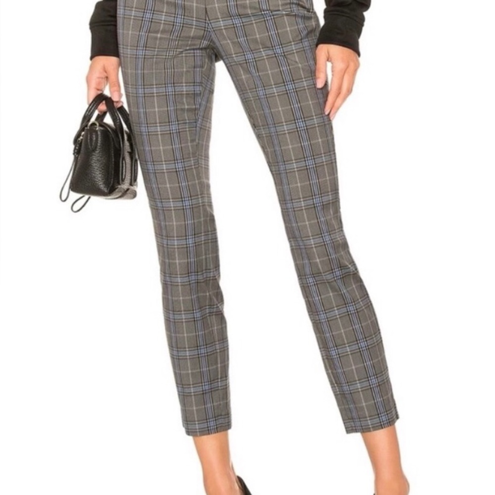 RAG & BONE SIMONE Slim Ankle Pants Grey & Blue Plaid Check Women's 2